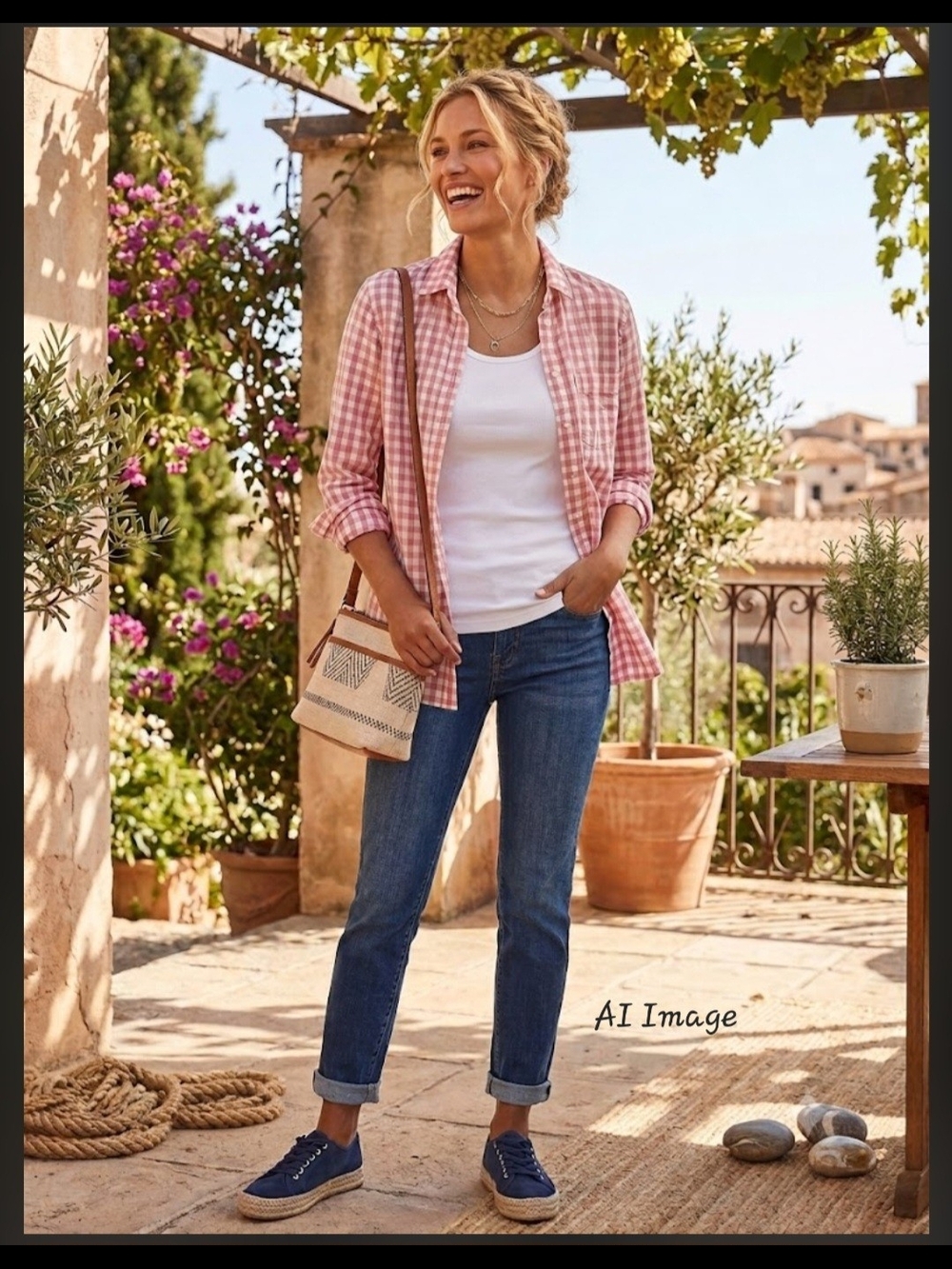 J. Crew Pink and White Gingham Shirt